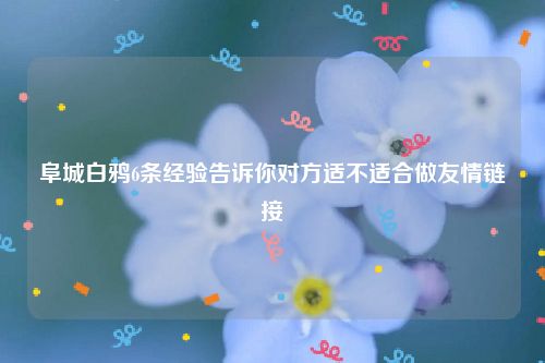 阜城白鸦6条经验告诉你对方适不适合做友情链接